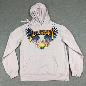 Journey Hoodie Sweatshirt Mens Small Pink Pullover Fleece Scarab Graphic Rock